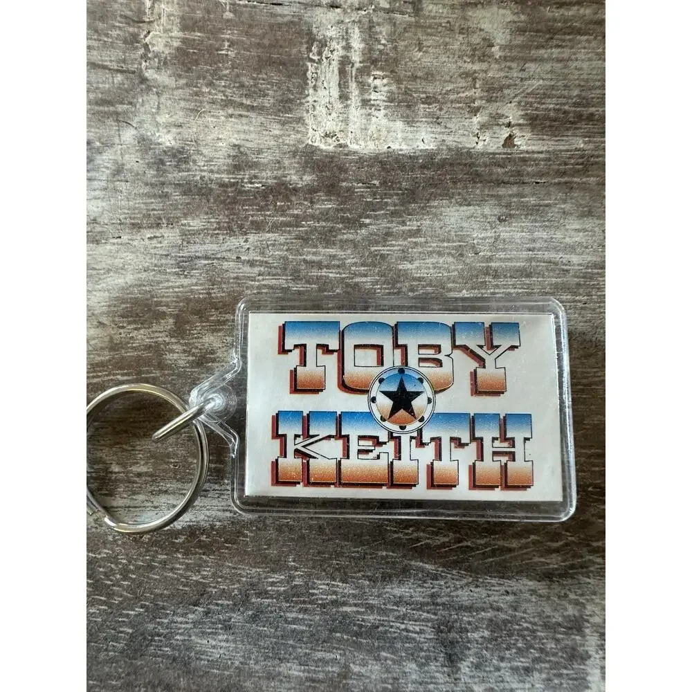 Vintage Keychain Toby Keith Key Ring Acrylic Fob Country Music Artist USA